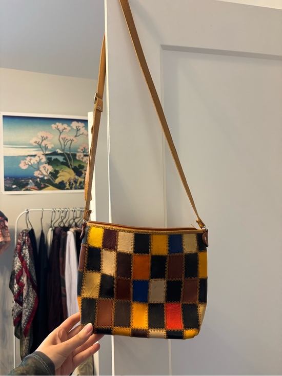Handbags - Patchwork Multicolor Leather Crossbody Bag - Unbranded